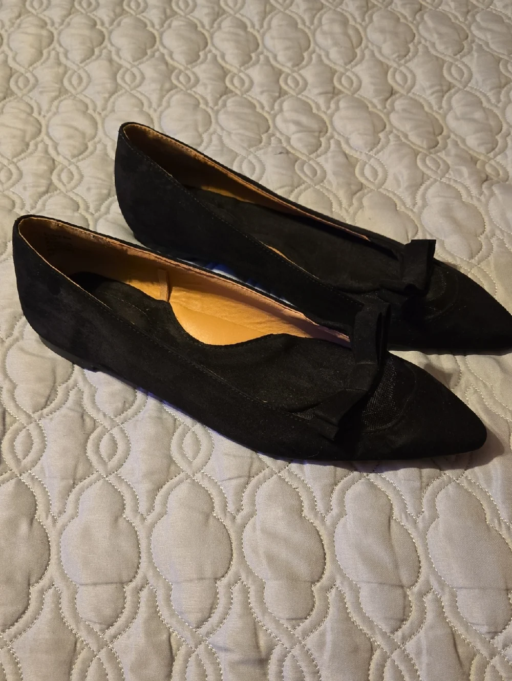 Lane Bryant Classic Black Pointed Toe Ballet Flats with Bow